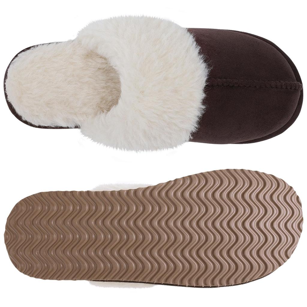 Fashion Crestar Fuzzy House Slippers for Women Fashion Faux Fur Collar Suede Slippers Women Men Fluffy Memory Foam Comfortable Slippers