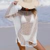 Calado, Tejido Brillante, Adorno de Copo de Nieve, Falda de Playa, Ropa de Protección Solar, Un Hombro, Cubre Traje de Baño