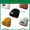 Knitted Hat For Adults With Alphabet Patch Windproof Warm Winter Headgear For Outdoor Skiing