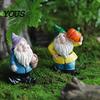 Durable Outdoor Gnome Statue Mini Gnomes Figurine, Resin Welcome Garden Statue, Small Decorative Yard Figurine Dwarf Ornament for Fairy Garden, Flower