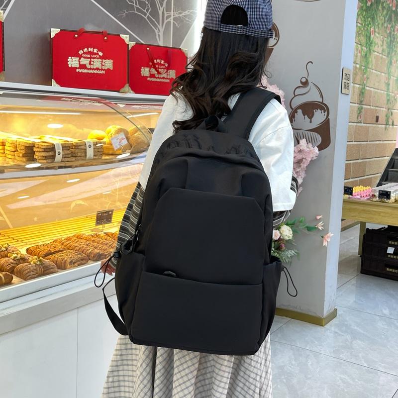 Student Schoolbag Women's Large Capacity Solid Color Backpack