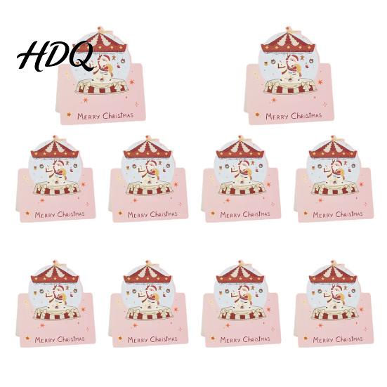 Holiday Souvenirs 10 Pcs 3D Christmas Greeting Card Cute Tree Santa Snowman Claus Cards Wreath Design for Festive Messages Wishes
