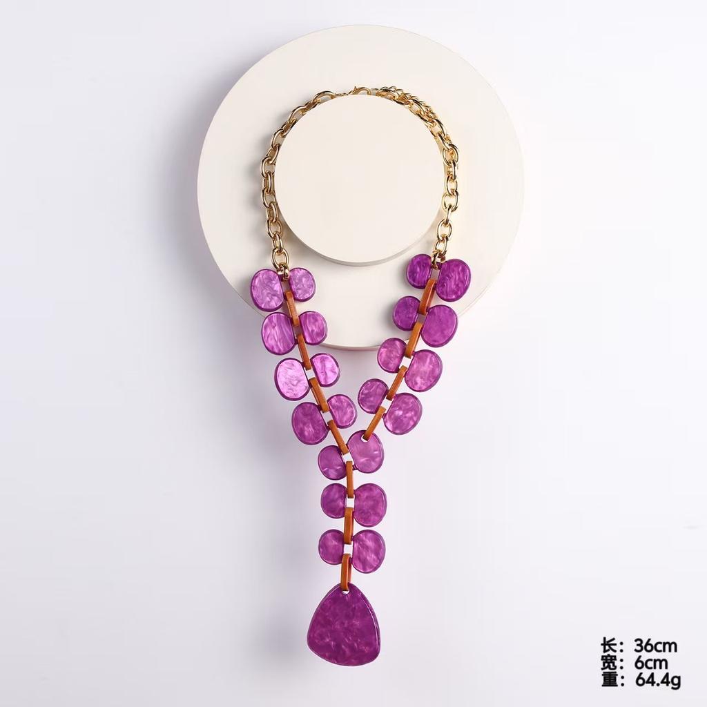 Trendy High Quality Colorful Acrylic Resin Big Long Necklace For Women Party Holiday Jewelry Exaggerated Choker