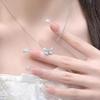 Blue Luminous Butterfly Pendant Necklace, Light Luxury Exquisite Style Niche Design Collarbone Chain Necklace