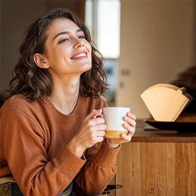 ABWR-For 8-12 Cup Drip And Pour Over Coffee Makers Compatible- 100-Pack Premium Unbleached 4-Cone Coffee Filters