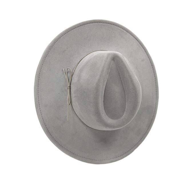 Cappello a Cilindro Piatto Rotondo 9,5 cm in Scamoscio Uomo Donna Cappello da Cowboy Western Cappello Fedora per Feste e Palco Design Autostile Stile Etnico Cappello Superiore