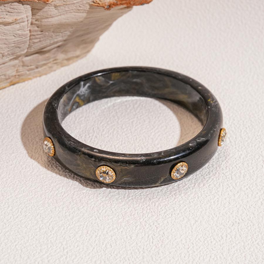 European and American Irregular Geometric Printing Diamond-encrusted Resin Bracelet Light Luxury High-end Bracelet Exaggerated Temperament Jewelry