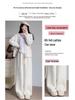 Women's Fleece-Lined Rainbow Sticky Rice Wide-Leg Pants: Warm High-Waist Casual Knitted Trousers for Autumn Winter