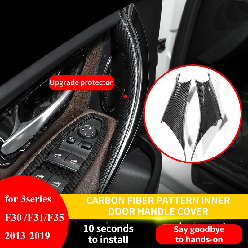 

ABS Carbon Fiber Door Handles Shell Protective Cover for Interior Doors for BMW 3Series F30 F31 F35 2012-
