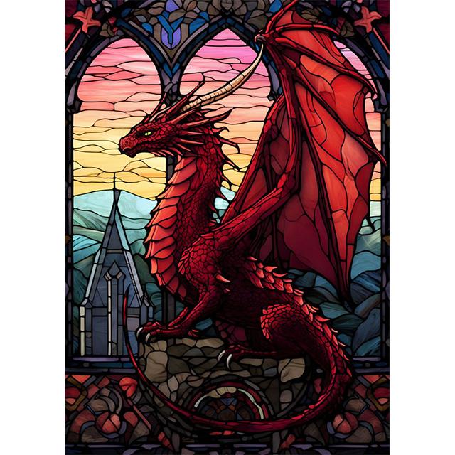 Stained Glass Animal Dragon Bird Shark Prints Poster Canvas Painting Modern Wall Art Pictures For Living Room Bedroom Home Decor