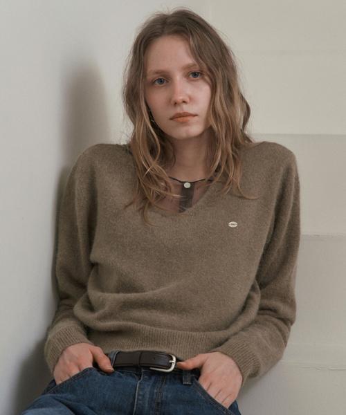 HAINT Seren V-Neck Angora Knit_Mocha Brown