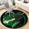 1pc Green Dragon Illustration Carpet, Round Non Slip Durable Large Size Office Carpet, Suitable for Office