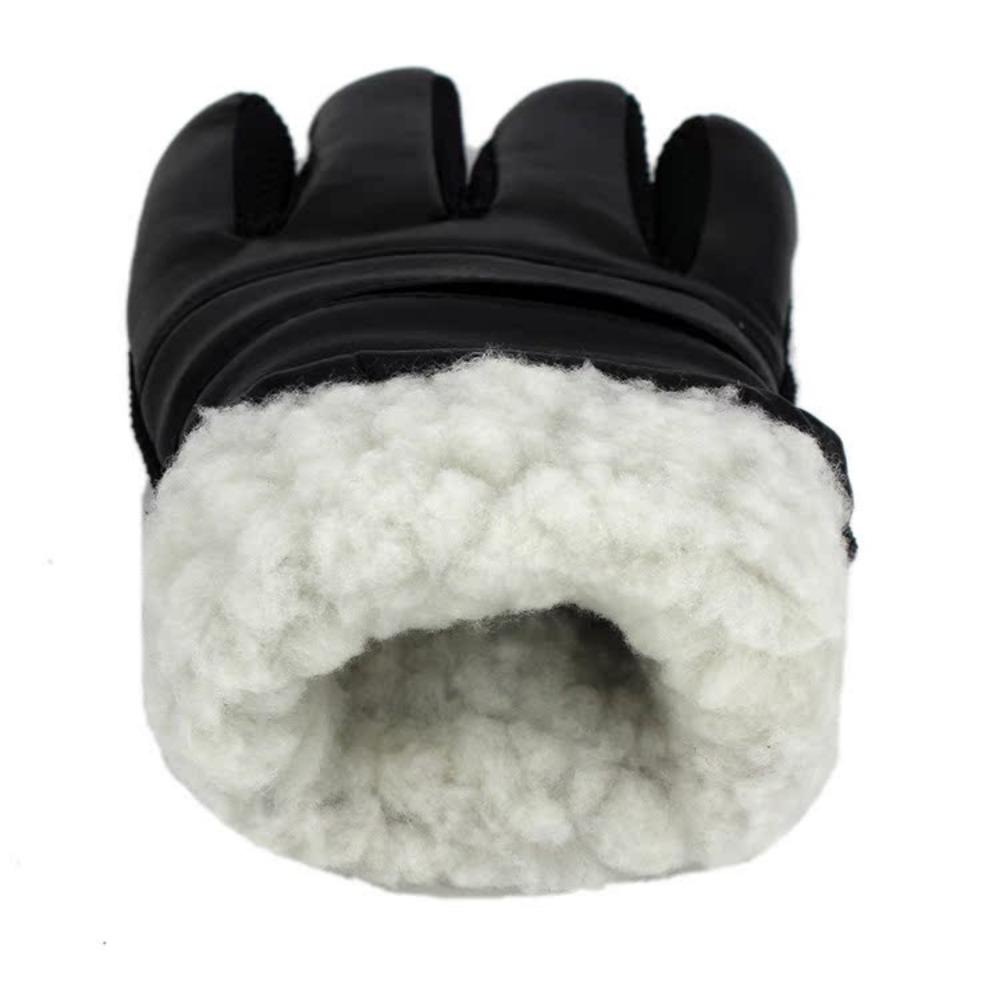 Winter thickened warm men's PU gloves fleece casual fleece large cotton gloves cycling gloves one piece