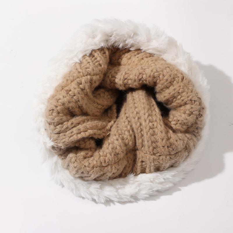 Women Warm Fluffy Plush Bucket Hat Ladies Winter Solid Fashionable Knitted Cap  Fisherman Cap Ladies