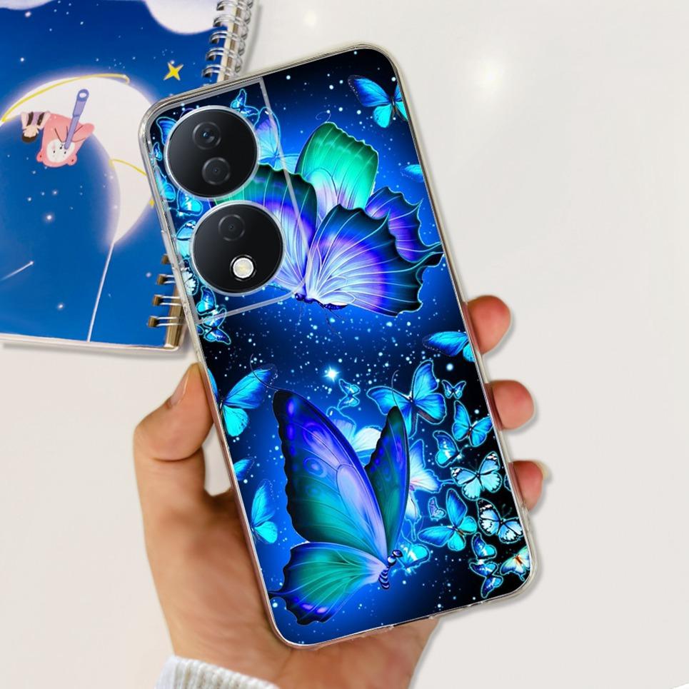 For Cover Honor X7b 5G Case For Honor X8B 4G Love Heart Women Fashion Luxury Pattern Housing Etui Huawei HonorX8b Soft Clear TPU