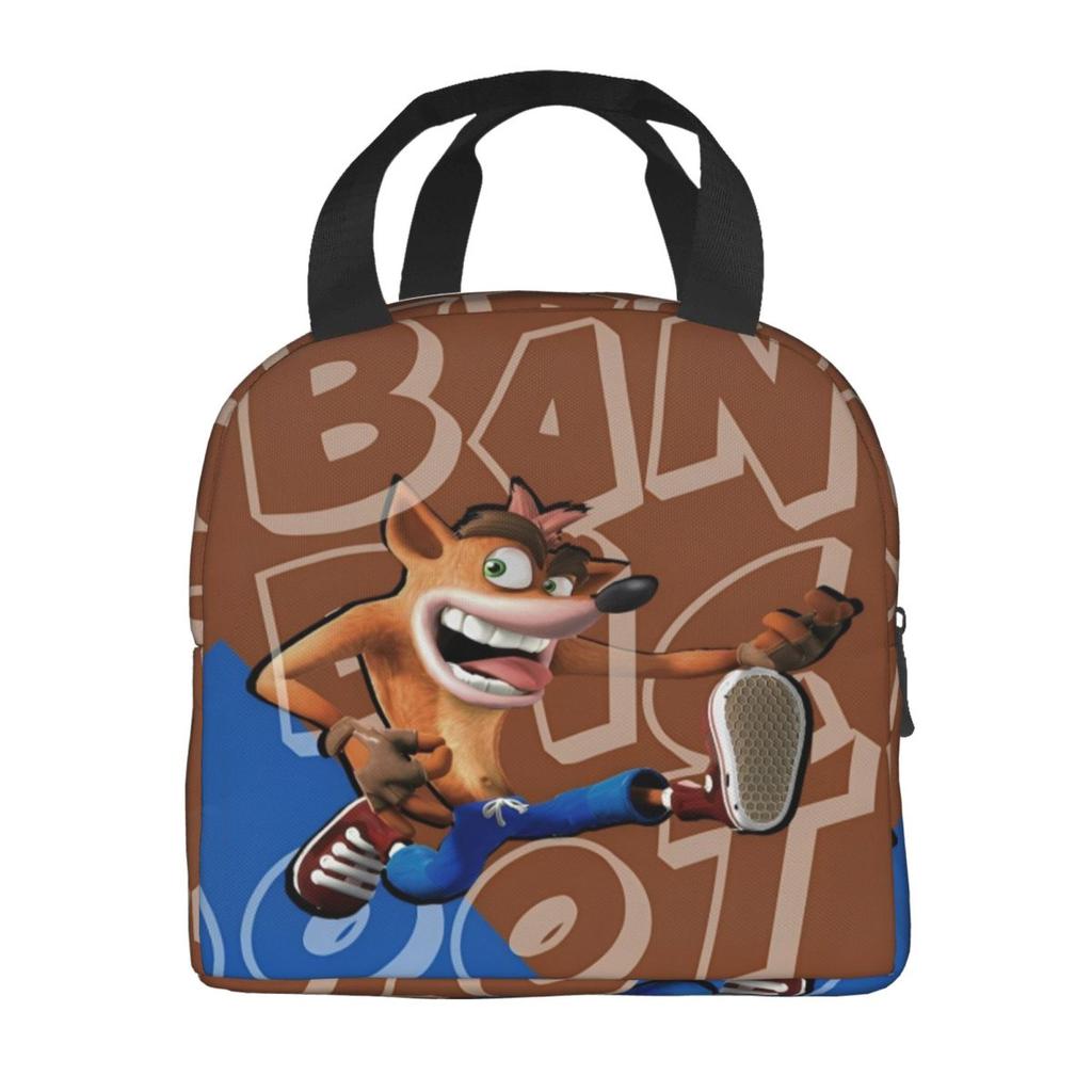 Crashs Bandicoots Cartoon Insulated Lunch Bags Video Game Food Container Portable Thermal Cooler Lunch Boxes For Work