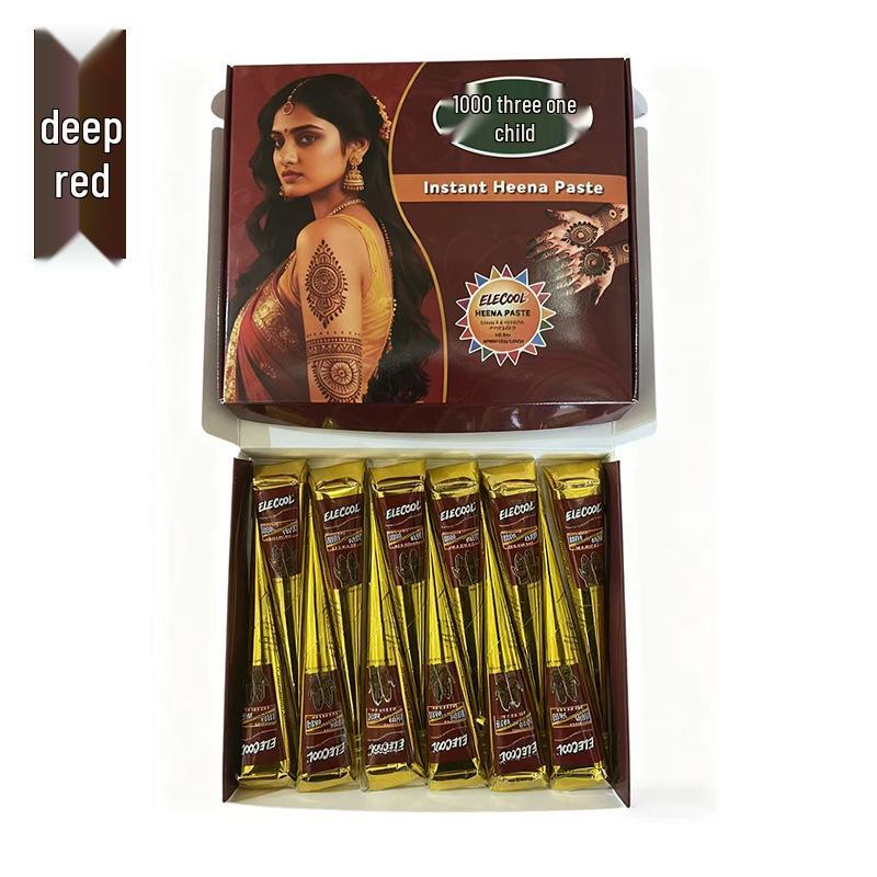 Plant-Based Henna Tattoo Paste: Hand-Painted Semi-Concealing Cream with Various Shades Available
