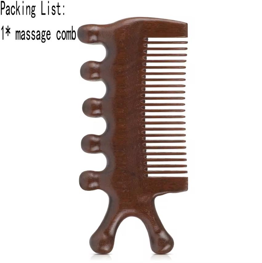 

Многофункциональная массажная расческа с пятью зубцами Meridian Natural Sandal Wood Thicked Health Care Hair Therapy Head Eye Body