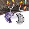 New Gold Plated Copper Wire-wrapped Moon Natural Stone Lucky Tree Necklace Colorful Bead Sweater Chain N563