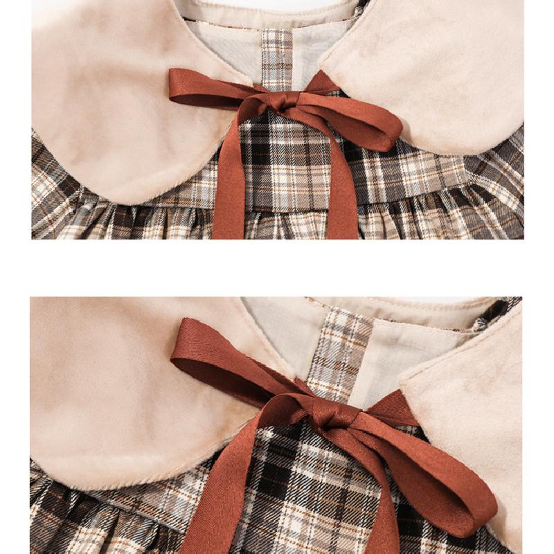 Girls Plaid Dress Spring Children Long Sleeve Fashion Princess Doll Collar Dresses for Baby Girl