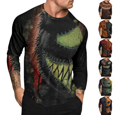 Halloween Print Raglan Sleeve Men's Long Sleeve Top