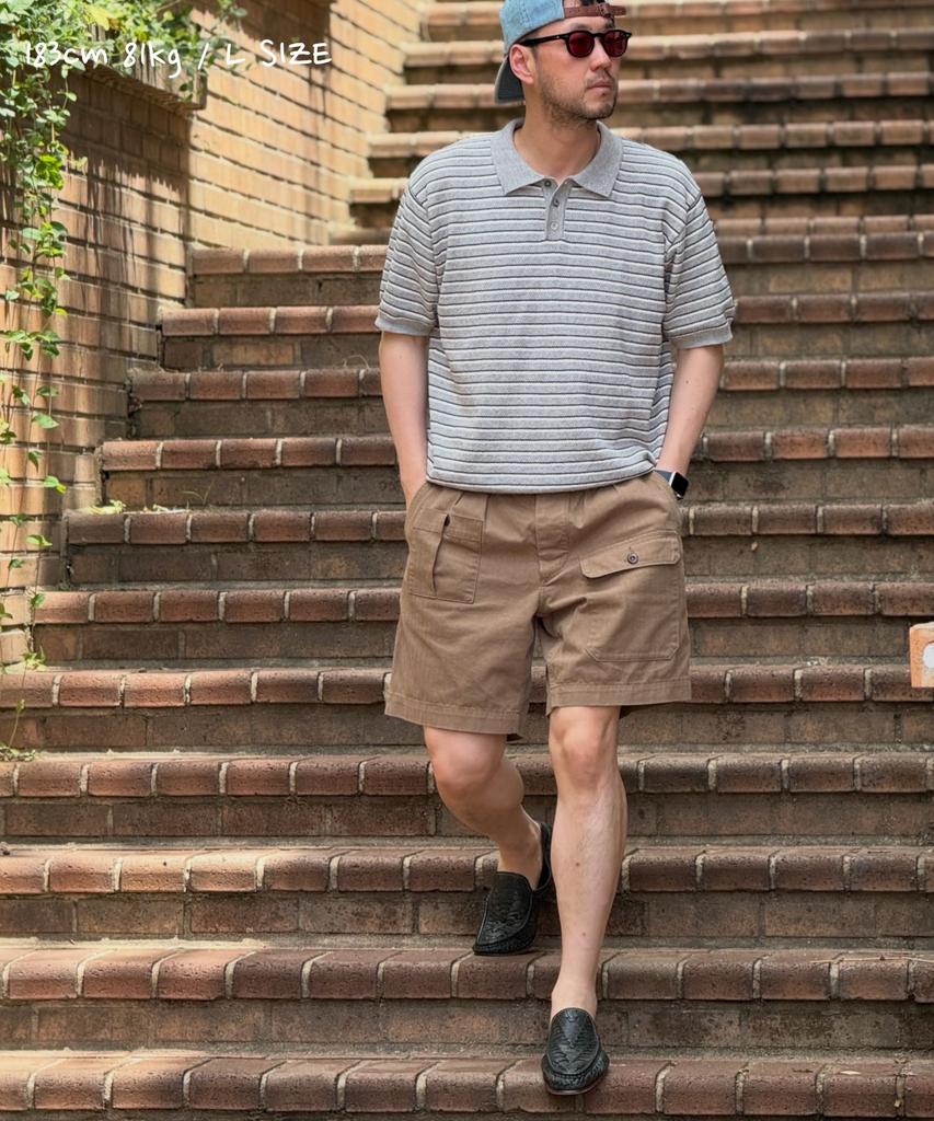 CUZNELLO Multi-Stripe Polo Short Sleeve Knit_Gray