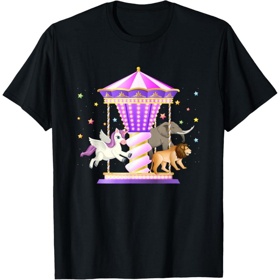 

Circus Carousel Unicorn Lion Elephant Amusement Park T-Shirt XXXXXL чёрный