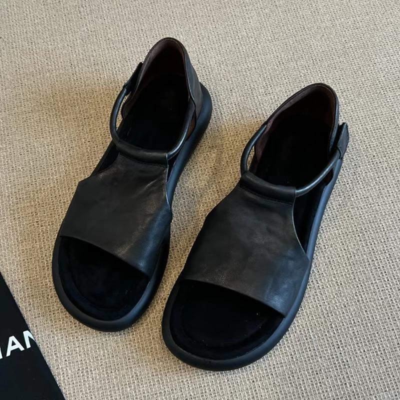 High Quality Cowhide Women's Sandals Fashion Casual Leather Sandals Summer Open-toe Roman Sandals for Women Comfort Flat Sandal