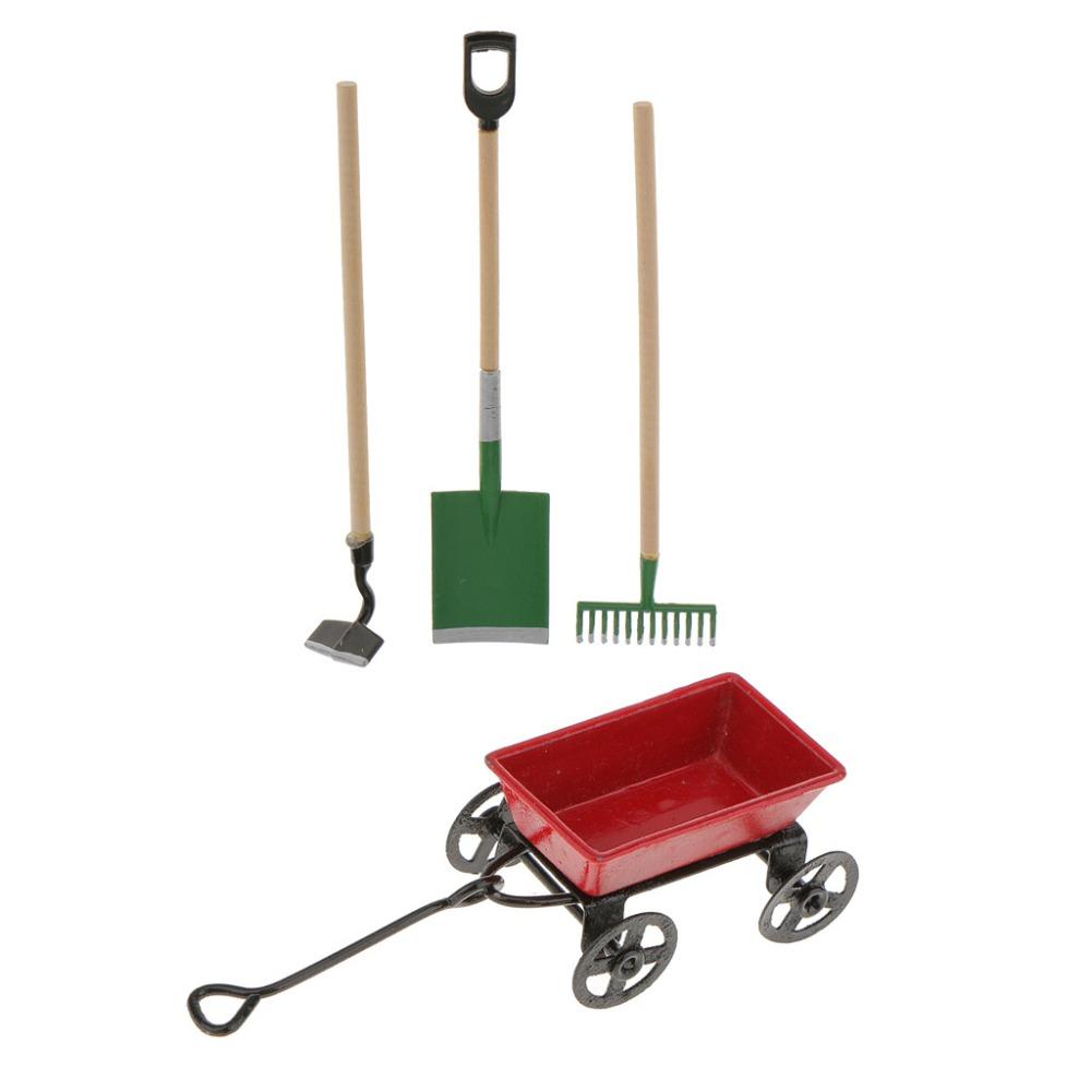3Pcs Green/black/red Dollhouse Miniatures Gardening Shovel DIY Doll Farming Kits  Simulation