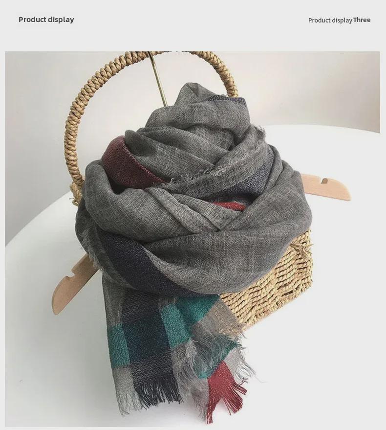 2023 Dark Gray Plus Size Wool Scarf for Women - Long, Warm, Versatile Winter Shawl