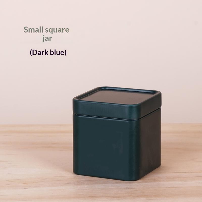 Mini Square Tin Sealed Tea Caddy Airtight Small Storage Jar for Coffee Beans Spices Home Kitchen Countertop Use