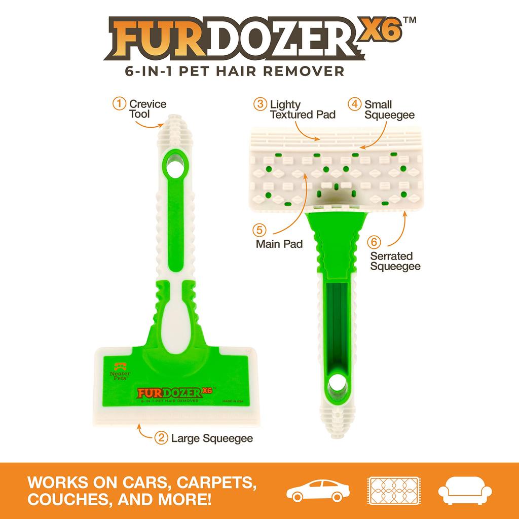 FurDozer X6 Pet Hair Remover for Dogs and Cats 6 Ways To Use New Material Made In the USA Patented [Neater Pet] - - - - -