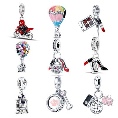Original Fashion' Bracelet Charms Plata De Ley 925 Original Lipstick High Heel Air Balloon Charms Beads DIY Jewelry Making