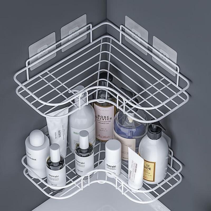 Drill-Free Wall-Mounted Bathroom Corner Storage Rack