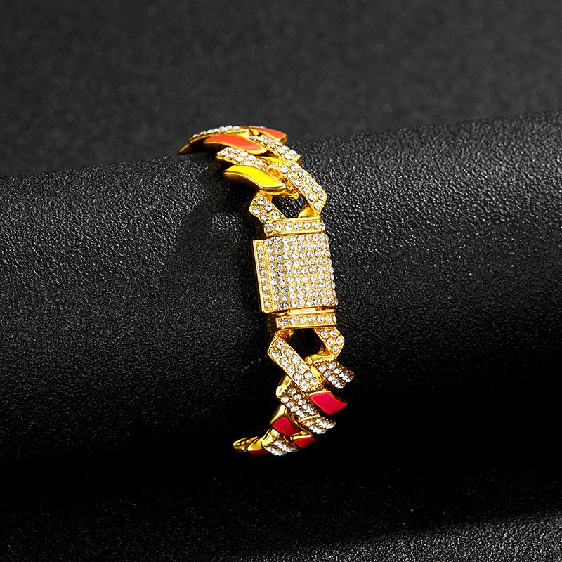 Luminous Rhinestone Cuban Chain 15mm Hip Hop Necklace - European & American Style