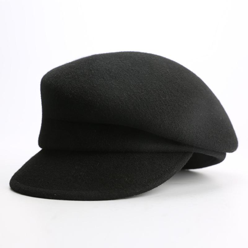 

100% Pure Wool Navy Style Painter Beret Autumn Winter Fedoras Banquet Cloche Top Hat Wedding Party Ladies Octagon Hat Wholesale 57cm чёрный