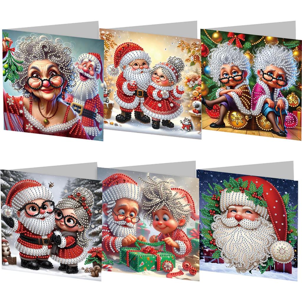 6/10/12 PCS DIY Diamond Painting Greeting Card Set Xmas Designs Diamond Art Greeting Cards Thank You Cards and Holiday Blessings