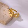 Stainless Steel Chain Shaped Rings for Women Gold Color Open Ring with White Zircon Punk Party Charm Jewelry Prom Accessories