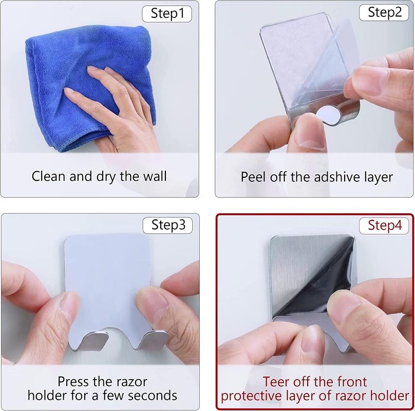 Stainless Steel Razor Rack Hook, Waterproof Self-adhesive Razor Rack Hook, Manual Razor Rack MYY