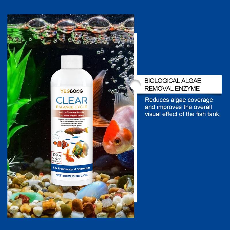 Aquarium Sludge Remover Bio Enzyme Clarifier Algae Control Cleaner Aquariums Cleaner Fish Tanks Safe Stain Reduce Algae Remover