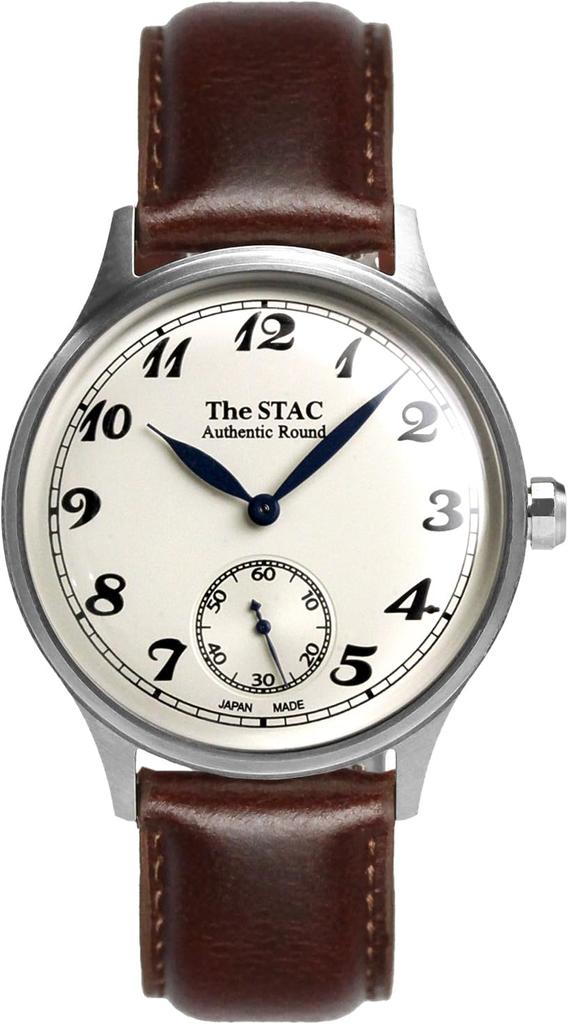 Domácí hodinky STAC Made in Japan 36mm Classic Retro Unisex Bílá Hnědá Kůže [The Stack] Pánské Dámské ST-AR002