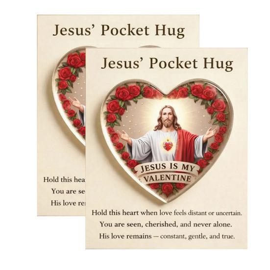 Jesus Pocket Hug Little Hug Token Card Valentine's Day with Inspirational Heart Pocket Gifts for Women