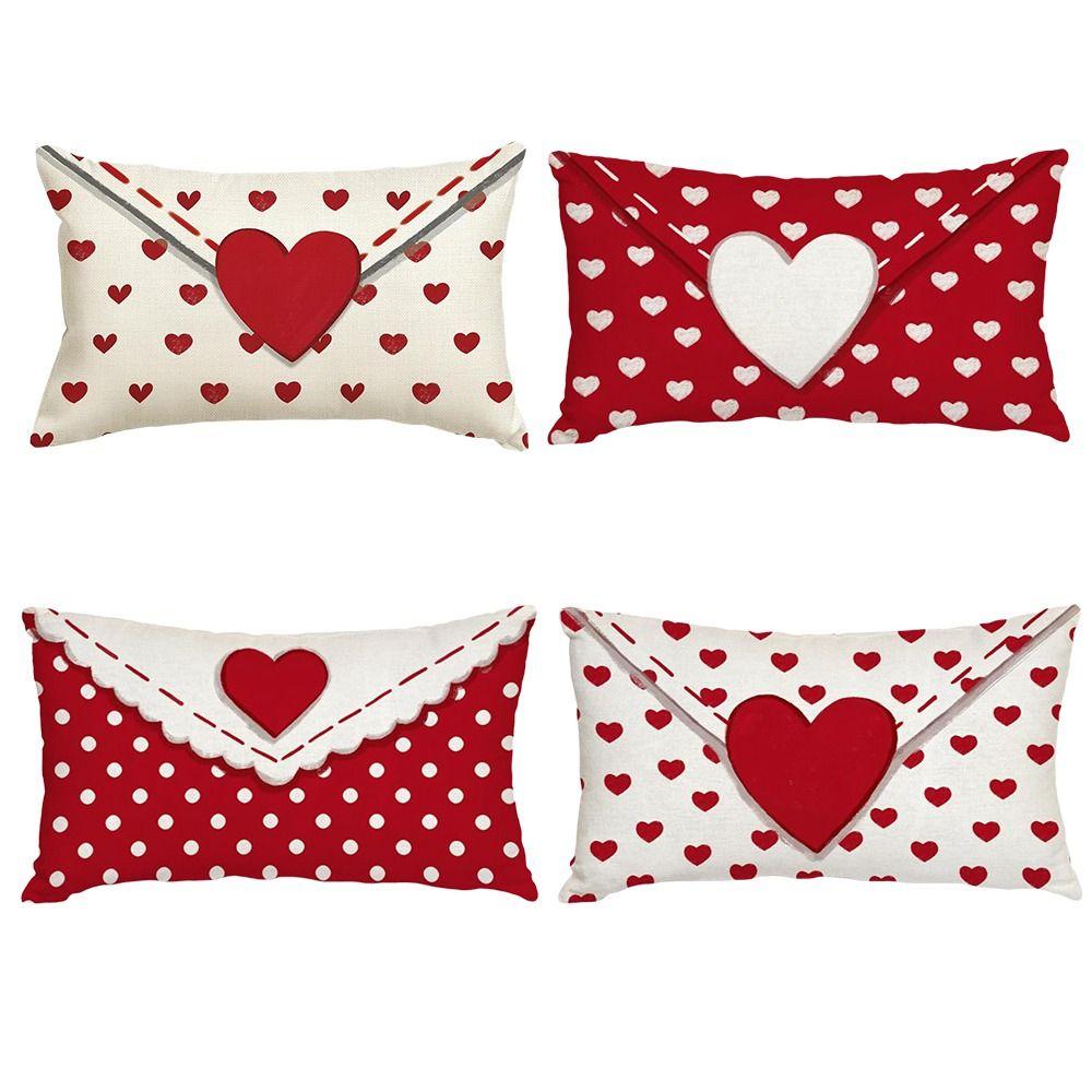 Fashion Red Heart Envelope Throw Pillow Cover Polyester Soft Wedding Cushion Case Pillowcase Decoration for Sofa Couch