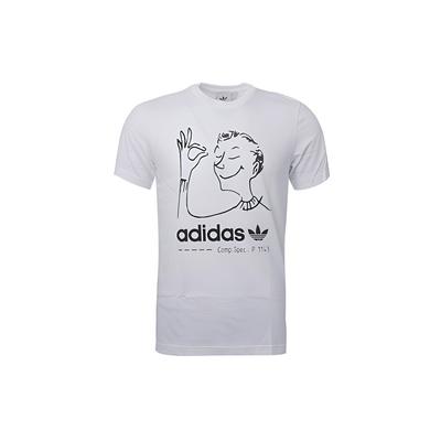 Camiseta Divertida Trefoil Originals Personagem Pintado à Mão Gola Redonda Manga Curta Camiseta Tops Masculinos Branco CZ1765