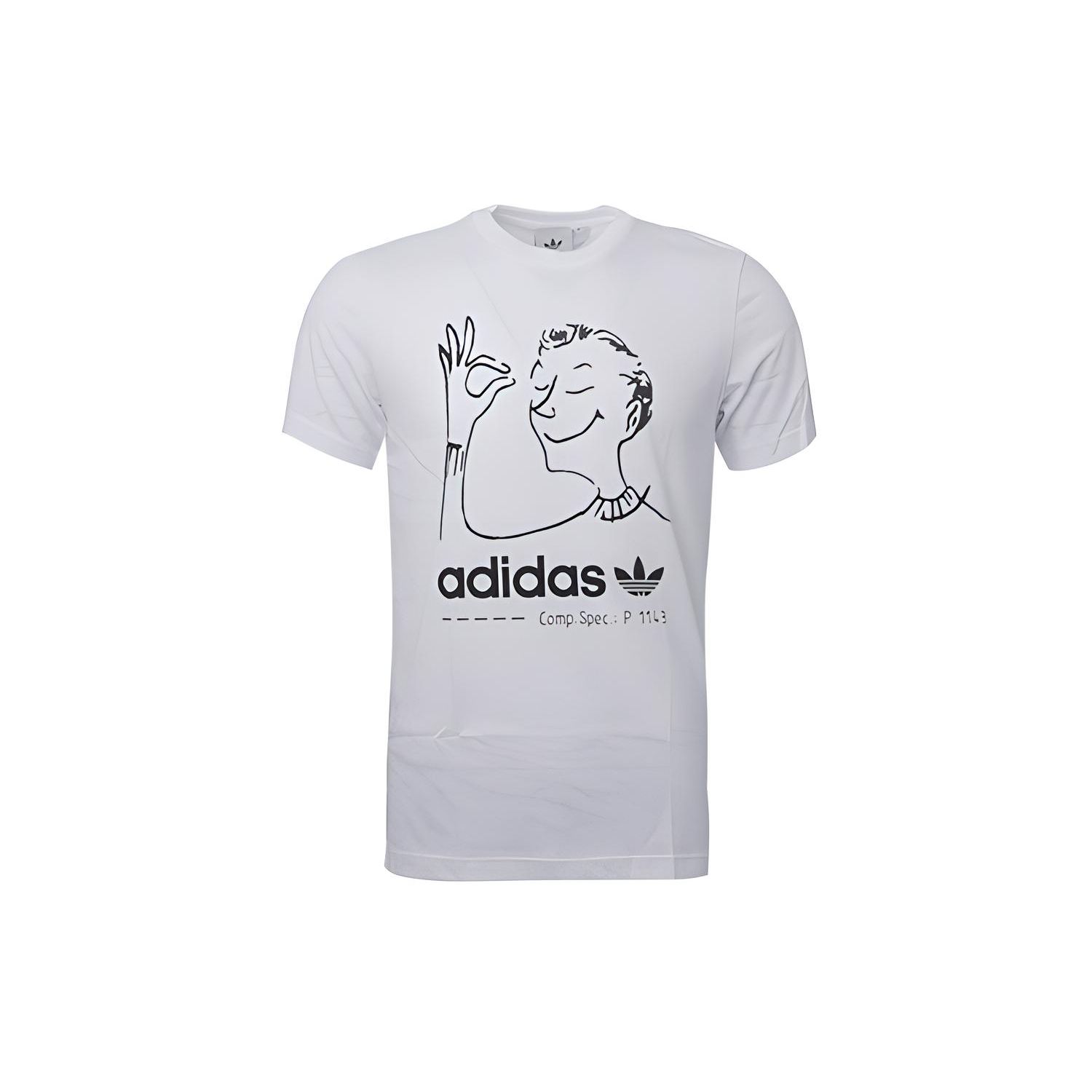 

Футболка Adidas Originals Trefoil Fun с ручным рисунком и круглым вырезом, футболка с короткими рукавами, мужские топы, белые CZ1765 L