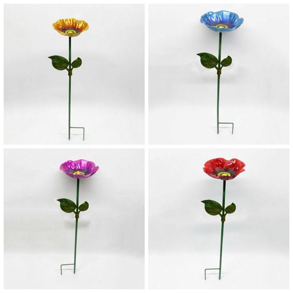 Multi-Function Insect Bird Bath Iron Ornamental Horticulture Garden Birdbath Flower Shape Flower Garden Stake Outdoor