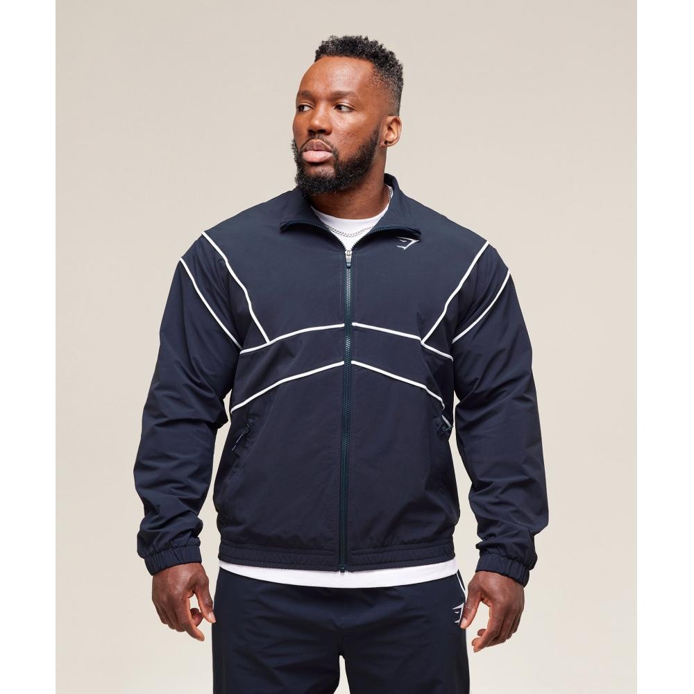 Gymshark Retro Crinkle Track Jacket Heavy Blue A2c1c Uctn