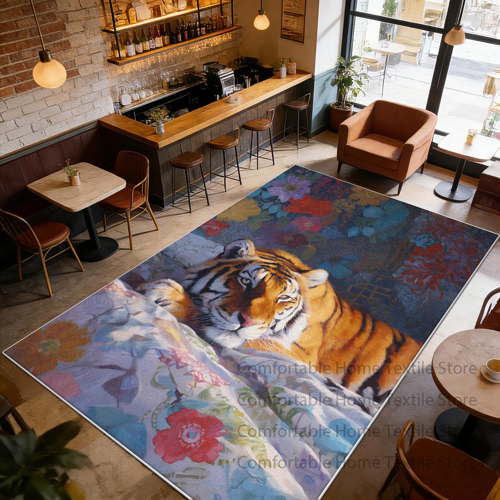American Retro Tiger Style Coffee Tables Mat Decoration Living Room Washable Fluffy Rug Large Area Non-slip Short Velvet Carpet