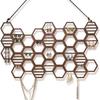 Hanging Earring Holder, Honeycomb Earring Organizer Wall Mount Earring Display Wood Hanging Jewelry Organizer For Stud Earrings