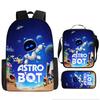 Cosmic Robot Peripheral Backpack, Youth and Primary School Students Schoolbag, Pencil Bag 3-piece Set